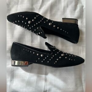 NEW Donald J. Pliner Rehbel Black Suede studded Embellished Loafers  NWT 6.5